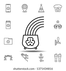 Pot, trefoil, rainbow icon. Simple thin line, outline vector element of Saint Patricks Day icons set for UI and UX, website or mobile application