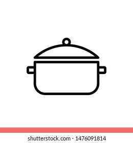 Pot vector icon, cooking symbol. Simple, flat design for web or mobile app