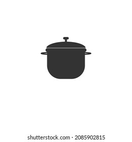 pot vector icon with lid for cooking and serving food