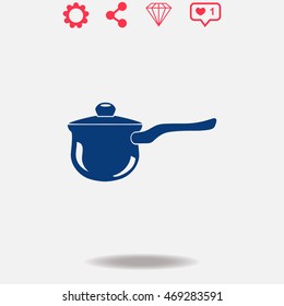 Pot vector icon on grey background.