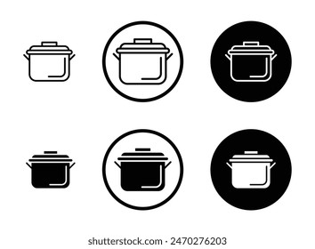 Pot vector icon set. food cooking asian clay pot symbol. kitchenware utensil pot icon suitable for apps and websites UI designs.