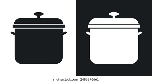 Pot vector icon set in solid black and white color