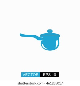 Pot vector. Isolated blue icon on white background.