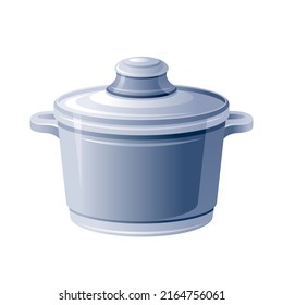 Pot Vector. Steel Saucepan. Kitchen Pan. Stainless Cooking Pot. Isolated Cook Soup Illustration. Metal Casserole Pan Icon. Food Dish Kitchenware. Hot Saucepan With Handle And Lid, 3d Cookware Utensil