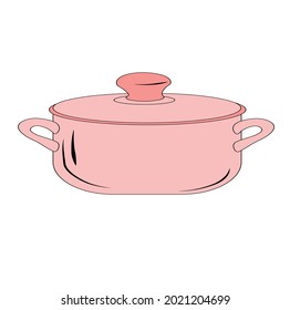 Pot vector stock illustration. Kitchen utensils for making soup. Isolated on a white background.