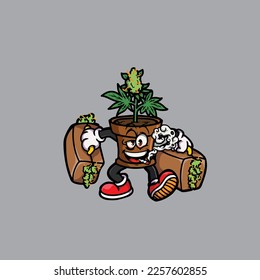 caricatura de hierba mate vectorial ahumado coco de la manga nug weed