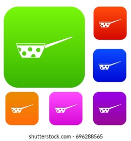 Pot with white dots and handle set icon in different colors isolated vector illustration. Premium collection