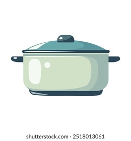 Olla. Sartén de esmalte blanco. Utensilios de cocina. Ilustración vectorial aislada sobre fondo blanco.