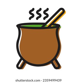pot of the witch colored outline icon

