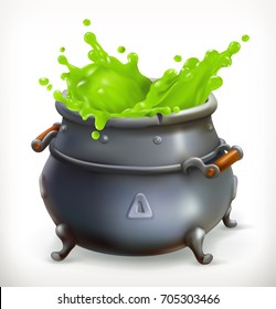 Pot. Witch Kitchen. Happy Halloween, 3d Vector Icon