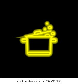 Pot yellow glowing neon ui ux icon. Glowing sign logo vector