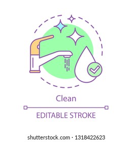 Potable water concept icon. Cleaning and sanitary idea thin line illustration. Drinking water supply. Purification. Vector isolated outline drawing. Editable stroke
