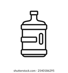 Potable water gallon icon illustration. Big plastic bottle with handle. Outline pictogram with editable stroke. Water delivery container for home and office cooler. Vector for web design, mobile