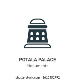 Potala palace glyph icon vector on white background. Flat vector potala palace icon symbol sign from modern monuments collection for mobile concept and web apps design.