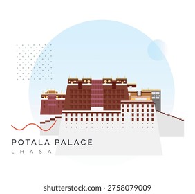 Potala Palace - Lhasa - e Tibet Autonomous Region - Stock Illustration as EPS 10 File