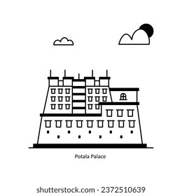 Potala Palace  vector Solid  Design illustration. Symbol on White background EPS 10 File 