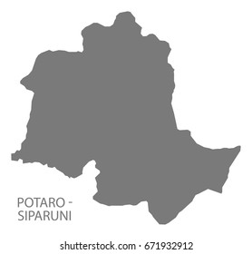 Potaro - Siparuni Guyana map grey illustration silhouette