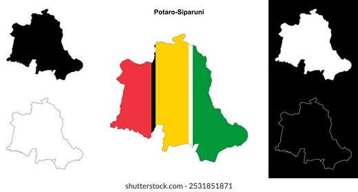 Potaro-Siparuni region outline map set