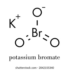 Potassium bromate (KBrO3, E924). Used as additive to flour in the baking of bread. Skeletal formula.
