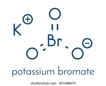 Potassium bromate (KBrO3, E924). Used as additive to flour in the baking of bread. Skeletal formula.
