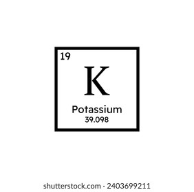 Symbol für Kalium-Chemie. Periodische Tabelle. Vektorgrafik.