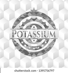 Potassium grey emblem. Vintage with geometric cube white background