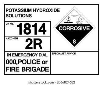 Potassium hydroxide Solution UN1814 Symbol Sign, Vector Illustration, Isolate On White Background Label. EPS10