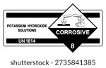Potassium Hydroxide Solutions UN 1814 Symbol Sign, Vector Illustration, Isolate On White Background, Label. EPS10
