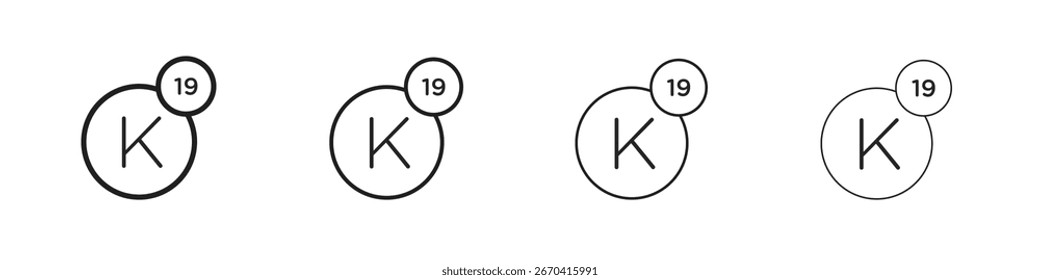 Icono de potasio simple paquete de Vectores negros. Elemento de infografía de diseño