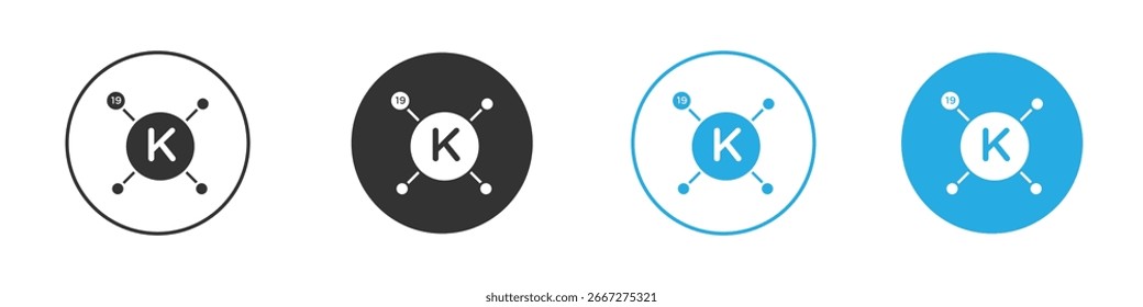Icono de potasio, estilo plano simple, ilustración, Plantilla de pictograma de símbolo de logotipo, para ui o ux.