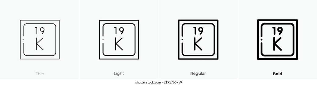 Potassium Icon. Thin, Light Regular And Bold Style Design Isolated On White Background