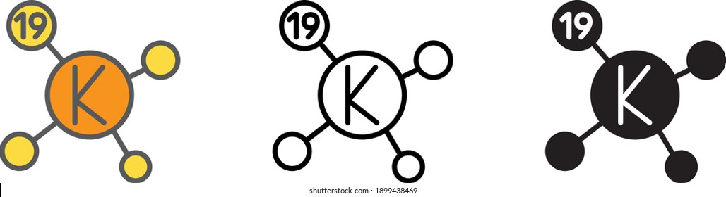 Potassium icon, vector line illustration	
