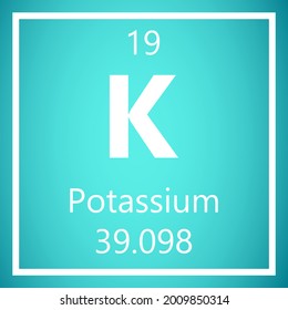 Potassium K Periodic Table of Elements, Atomic Mass Vector Illustration.