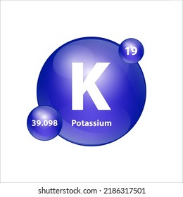 	
Kalium, Kalium (K) Ikone Struktur chemischen Element rund Form Kreis blau dunkle 3D Illustration Vektor. Chemisches Element der periodischen Tabelle Zeichen mit Atomnummer. Studium der Wissenschaft für Bildung