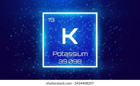 Kalium. Periodenelement mit dem Symbol K. Chemische Elementkarte mit Zahl und Atomgewicht. Design für Bildung, Labor, Wissenschaftsklasse. In: Vector Illustration.