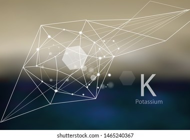 Potassium. A series of trace elements. Modern style, abstract background with polygonal elements. Science, research, medicine, technogenic direction.