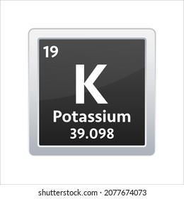 Potassium symbol. Chemical element of the periodic table. Vector stock illustration