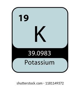 Potassium symbol.Chemical element of the periodic table on a light background in gray and black tones.Vector illustration.