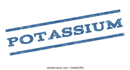 Potassium watermark stamp. Text tag between parallel lines with grunge design style. Rubber seal stamp with dirty texture. Vector color ink imprint on a white background.