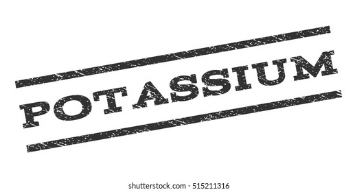 Potassium watermark stamp. Text tag between parallel lines with grunge design style. Rubber seal stamp with dirty texture. Vector color ink imprint on a white background.