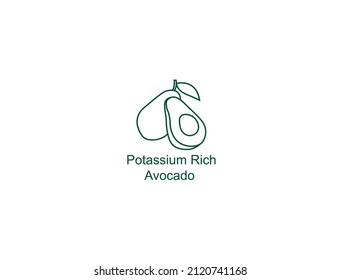 potassium-rich avocado icon vector illustration 