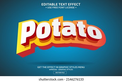 Potato 3D editable text effect template