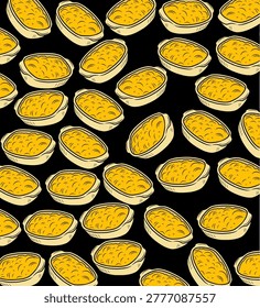 Potato Au Gratin Seamless Pattern with Baked Dish Illustration Flat Vector Style