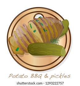 Potato BBQ vector illustration set isolated white background.