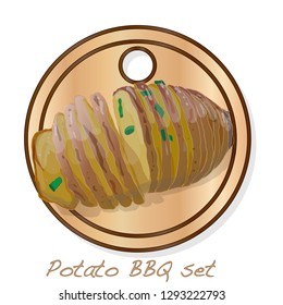 Potato BBQ vector illustration set isolated white background.