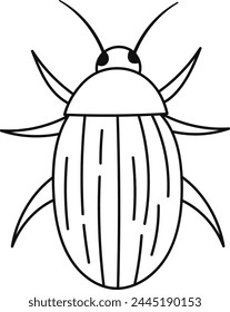 Potato Beetle Lined Vector Illustration