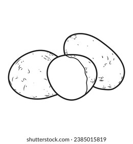 Potato in black and white vector.