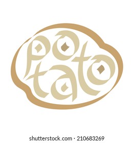 Potato calligraphy, typography. Vegetable calligraphy. Vegetable typography.