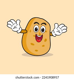 potato carton character, potato retro design, potato mascot vector illustration suitable for food business.