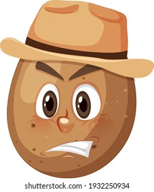 Potato cartoon character with facial expression illustration
